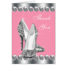 Elegant Pink High Heel Shoe Thank You Cards