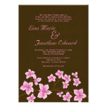 Elegant Pink Lily Wedding Invitation 5x7 Linen