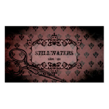 elegant pink purple damask distressed stylist hair business card template