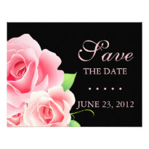 Elegant Pink Rose Save the Date [Black] Custom Announcements