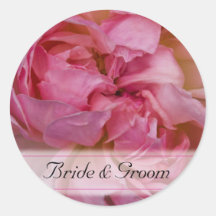 Elegant Pink Rose Wedding Stickers