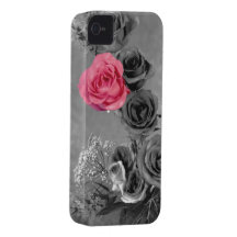 Elegant Pink Rose with Black & White background Case-Mate iPhone 4 Case