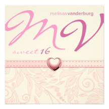 Elegant Pink Sweet Sixteen Birthday Invites