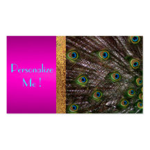 Elegant Pink Wedding Peacock Trendy Girly Green Business Card Template