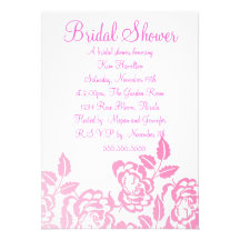 Elegant Pink & White Rose Bridal Shower Invitation