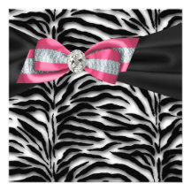 Elegant Pink Zebra Party Invitations