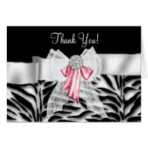 Elegant Pink Zebra Thank You Cards