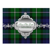 Elegant Plaid Save The Date Postcard