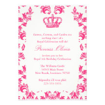 Elegant Princess Birthday Party Custom Invitations