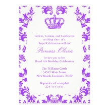 Elegant Princess Birthday Party Custom Invites