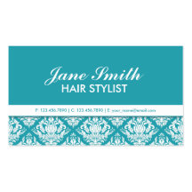 Elegant Professional Cosmetologist Damask Floral Business Card Template