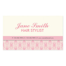 Elegant Professional Cosmetologist Damask Floral Business Card Template