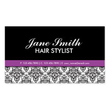 Elegant Professional Damask Floral Cosmetologist Business Card