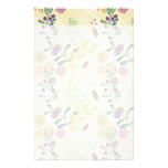 Elegant Purple and Turquoise Floral Leaf Design Stationery Design