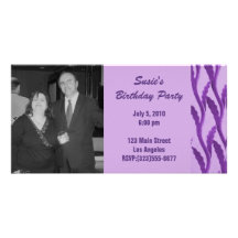 elegant purple branches Birthday Personalised Photo Card
