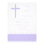Elegant Purple Cross First Holy Communion invitations