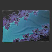 Elegant Purple Cyan Fractal Collection kitchen towels
