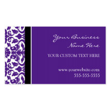 Elegant Purple Damask Business Cards