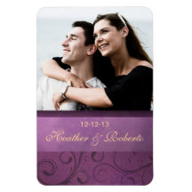 Elegant Purple Damask Grunge Save the Date Rectangular Magnet
