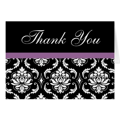 Elegant Purple Damask Wedding Thank You Notes Cards