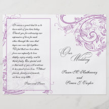 Elegant Purple Floral Wedding Program Full Color Flyer