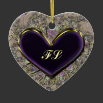 Elegant Purple Heart Monogrammed Ornament ornaments