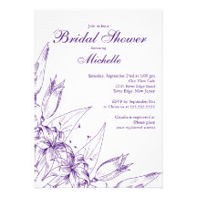 Elegant Purple Lily  Bridal Shower Invitation