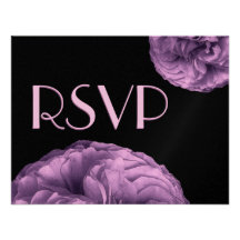 Elegant PURPLE Rose RSVP Wedding Response Card Invites