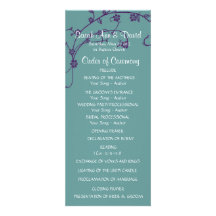 Elegant purple & teal Floral Swirl Wedding Program Custom Invites