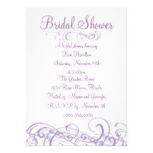 Elegant Purple & White Swirl Bridal Shower Invite