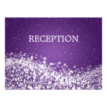 Elegant Reception Sparkling Wave Purple Custom Announcements