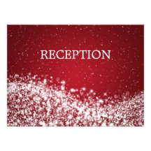 Elegant Reception Sparkling Wave Red Invite
