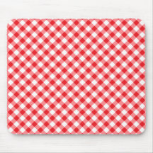 Elegant red and white diagonal gingham mousepad