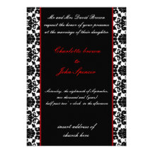 elegant red  damask wedding invitation