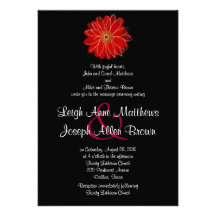 Elegant Red Gerber Daisy Wedding Invitation
