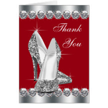 Elegant Red High Heel Shoe Thank You Cards