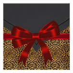 Elegant Red Leopard Party Template Custom Announcements