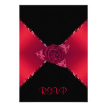 ELEGANT RED ROSE WEDDING RSVP INVITATIONS