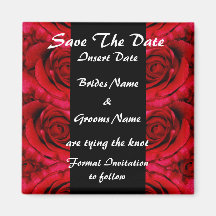 Elegant red roses save the date magnets