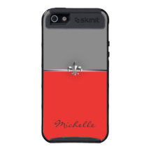 Elegant Red Silver Fleur de Lis Covers For iPhone 5