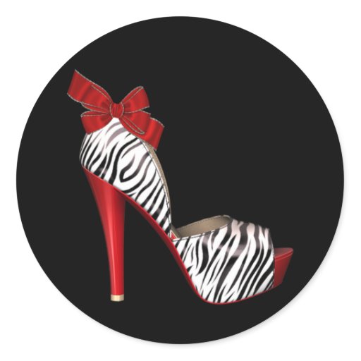 Elegant Red Zebra High Heel Shoe Stickers | Zazzle