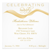 Elegant Ribbon 90th Birthday Party Invitations