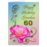 Elegant rose 60th birthday card for Grandma