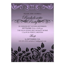 Elegant Rose Purple Bachelorette Party Invitation