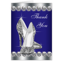 Elegant Royal Blue High Heel Shoe Thank You Cards