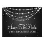 Elegant Save The Date Sparkling Chain Black Postcard
