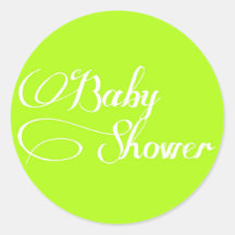 Elegant Script Chartreuse Baby Shower Sticker