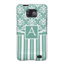 Elegant Sea Green Damask with Your Monogram Samsung Galaxy S Case