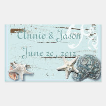 Elegant Seashells Beach Wedding Stationery Rectangular Stickers