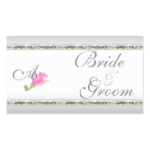 Elegant Silver and Pink Rose Business Card Templates